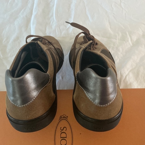 Tod’s NEW Men Brown Leather and Canvas Sneaker (Size:12) - Picture 5 of 7